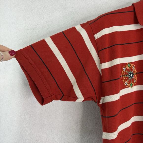 Coogi Men’s Sz XL Red/White Striped Polo Short Sleeve Embroidered Spell Out READ - Picture 3 of 8